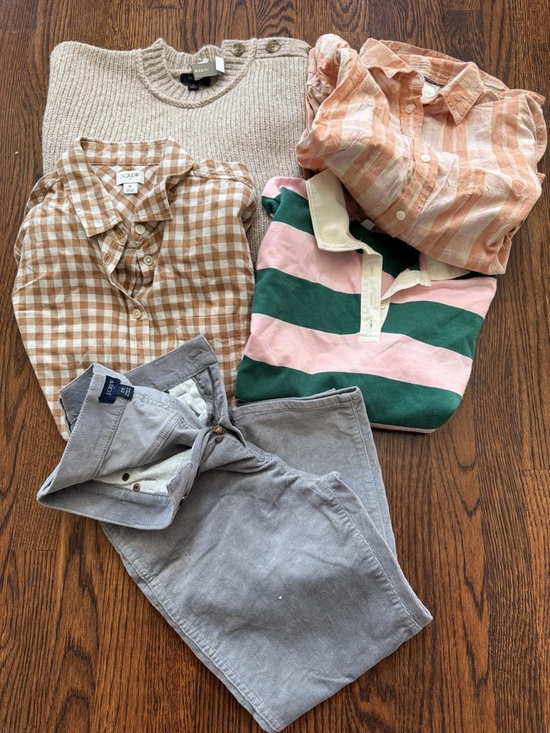 J. Crew Tops - ☮️☮️ J CREW Mixed Casual Tops & Pants Bundle with Pink, Green, Beige, Gray